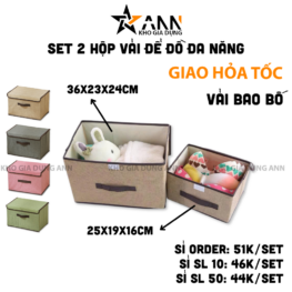 Set 2 Hộp Vải Để Đồ Đa Năng - Hộp Để Quần Áo Dụng Cụ Cá Nhân 36x23x24cm & 25x19x16cm - HDDDN2