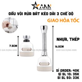 Đầu Vòi Rửa Bát - Đầu Vòi Rửa Chén Tăng Áp Kéo Dài 3 Chế Độ 16.5cm - DVRB