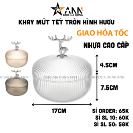 Hộp Đựng Mứt Tết - Hộp Hình Hươu Đựng Bánh Kẹo Hoa Quả Bằng Nhựa Cao Cấp 17x12cm - HHHDM