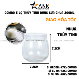 Combo 5 Lọ Thủy Tinh Đựng Sữa Chua - Hủ Sữa Chua Béo Ú 200ml - LTTDSC5