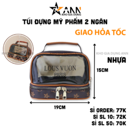 Túi Đựng Mỹ Phẩm Du Lịch 2 Ngăn Sang Trọng Chống Thấm 15x11x19cm - TDMP2N