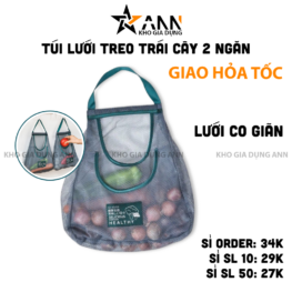 Túi Lưới Treo Trái Cây Hành Tỏi Khô - Túi Lưới Mẫu Mới 2 Ngăn Loại To - TLTTC