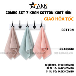 Combo 7 Khăn Cotton Mềm Mại - Khăn Xuất Hàn Cao Cấp 35x80cm - KCTHQ