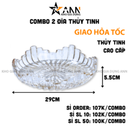 Combo 2 Đĩa Thủy Tinh Cao Cấp - Đĩa Đựng Trái Cây 29x5.5 cm - DTTDTC01