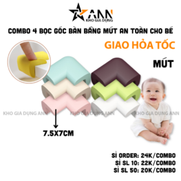 Combo 4 Bọc Góc Bàn Bằng Mút An Toàn Cho Bé - Mút Bọc Góc Bàn Tránh Va Đập 7.5x7cm - MBGBCB01