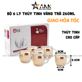 Bộ 6 Ly Thủy Tinh Cao Cấp - Cốc Thủy Tinh Sang Trọng 260ml 8x8.3x5cm - LTTCC01