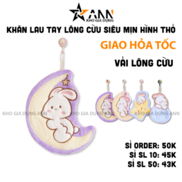 Khăn Lau Tay Lông Cừu - Khăn Siêu Mịn Hình Thỏ Dễ Thương - KLT01