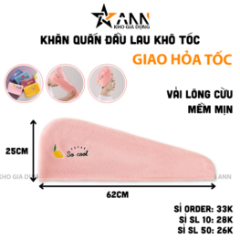 Khăn Quấn Đầu Lau Khô Tóc - Khăn Quấn Khô Tóc Mềm Mịn 25x62cm - KQKT01