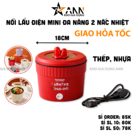 Nồi Lẩu Điện Mini Đa Năng 2 Nấc Nhiệt - Nồi Nấu Mì Dung Tích 1.5L 18cm - NLDBD02