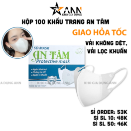 Hộp 100 Khẩu Trang Y Tế An Tâm - Khẩu Trang 3D - KTYT01