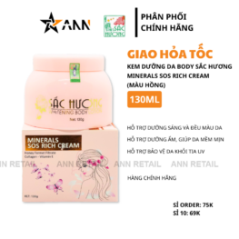 Kem Dưỡng Da Body Sắc Hương Minerals Sos Rich Cream - Hộp Màu Hồng 130ml - KDSHMH