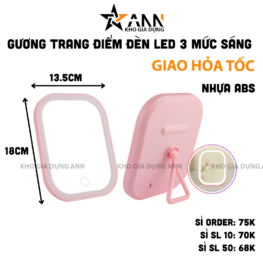 Gương Đèn Led Để Bàn - Giương Trang Điểm Để Bàn Cao Cấp 13.5x18cm - GDB02