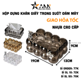 Hộp Đựng Giấy Đám Mây Bồng Bềnh Trong Suốt Kèm Phụ Kiện Gấu/Thỏ Cao Cấp 19x9x13cm - HDGR02