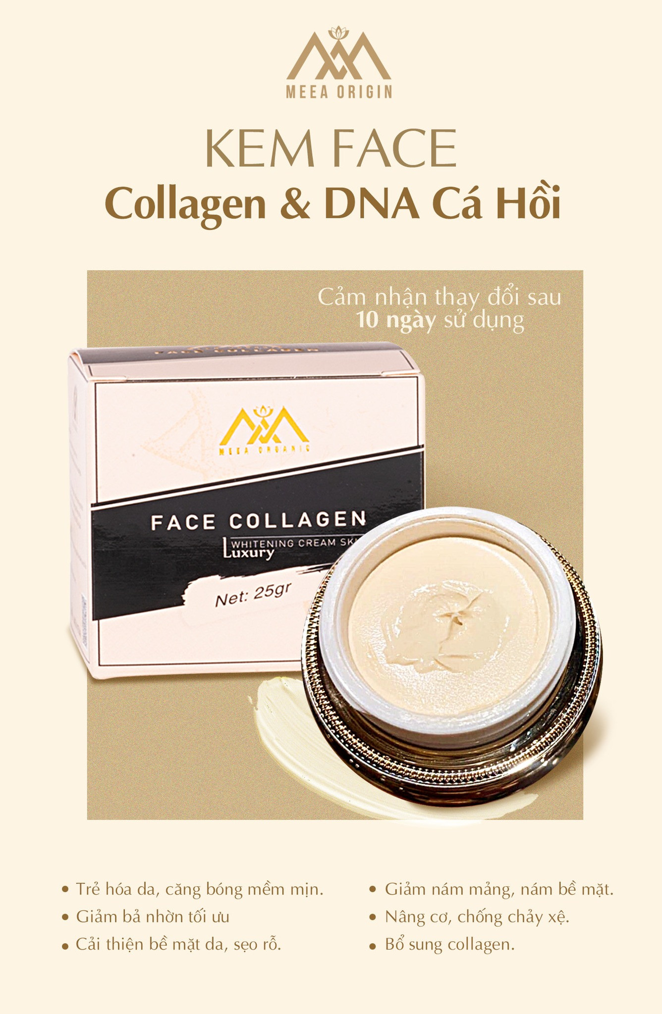 Kem Face DNA Cá Hồi Collagen Luxury MeeA Organic