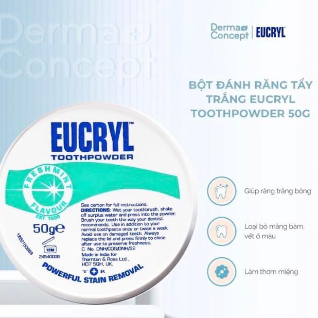 Bột trắng răng số 1 thế giới Eucryl UK trắng răng thơm miệng an toàn