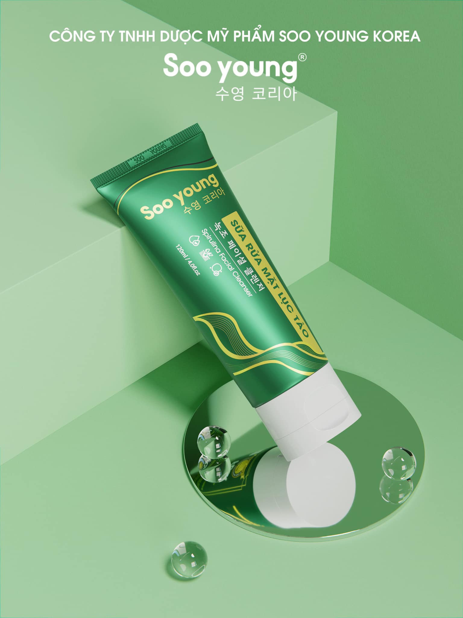 Sữa Rửa Mặt Lục Tảo Soo Yong với Sữa rửa mặt